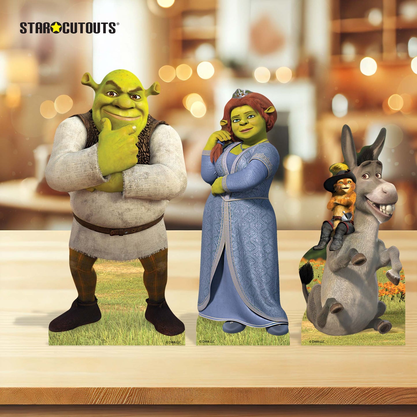 SC4734 Shrek Fiona Puss in Boots & Donkey Shelf Top Pack Cardboard Cutouts Height 29cm