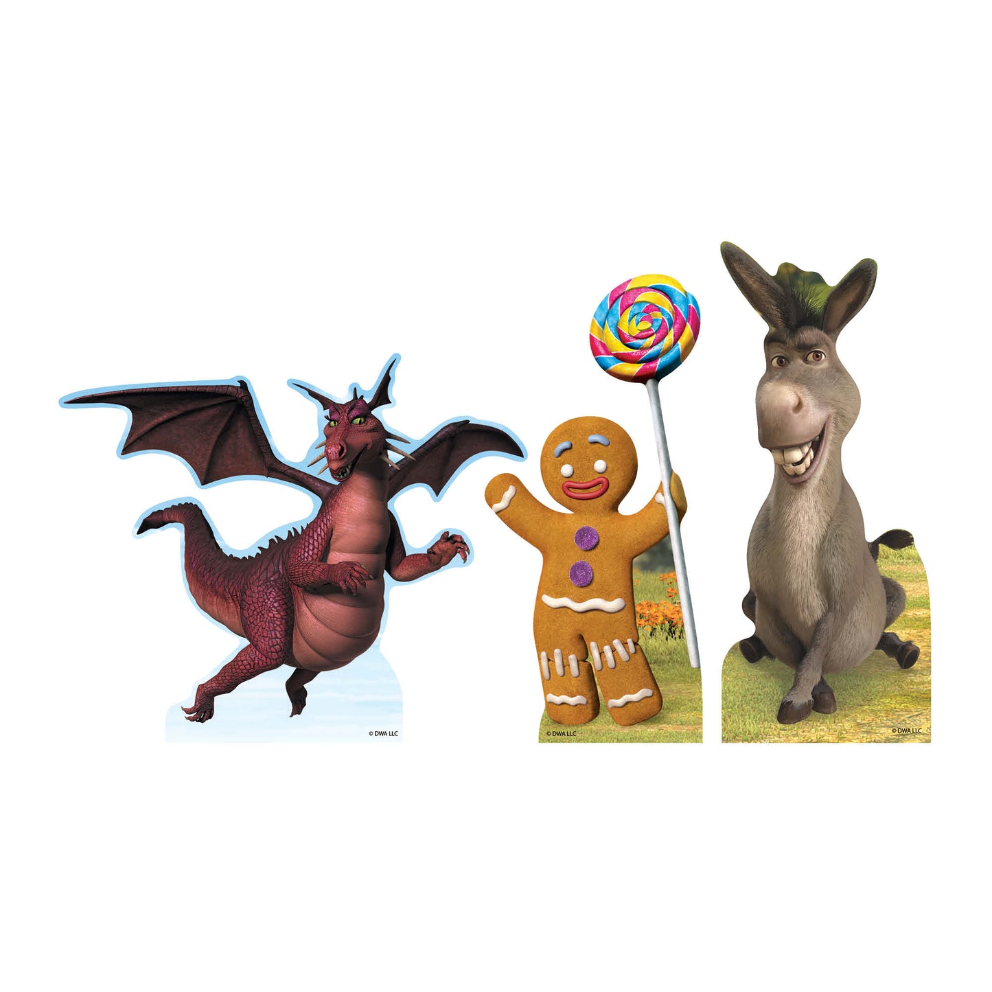SC4740 Gingy Ginger Bread Man Donkey Dragon Shrek Shelf Top Pack Cardboard Cutouts Height 28cm