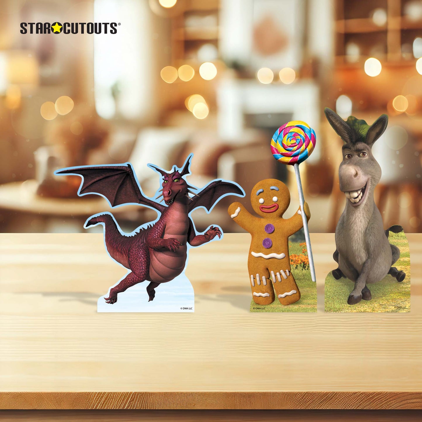 SC4740 Gingy Ginger Bread Man Donkey Dragon Shrek Shelf Top Pack Cardboard Cutouts Height 28cm