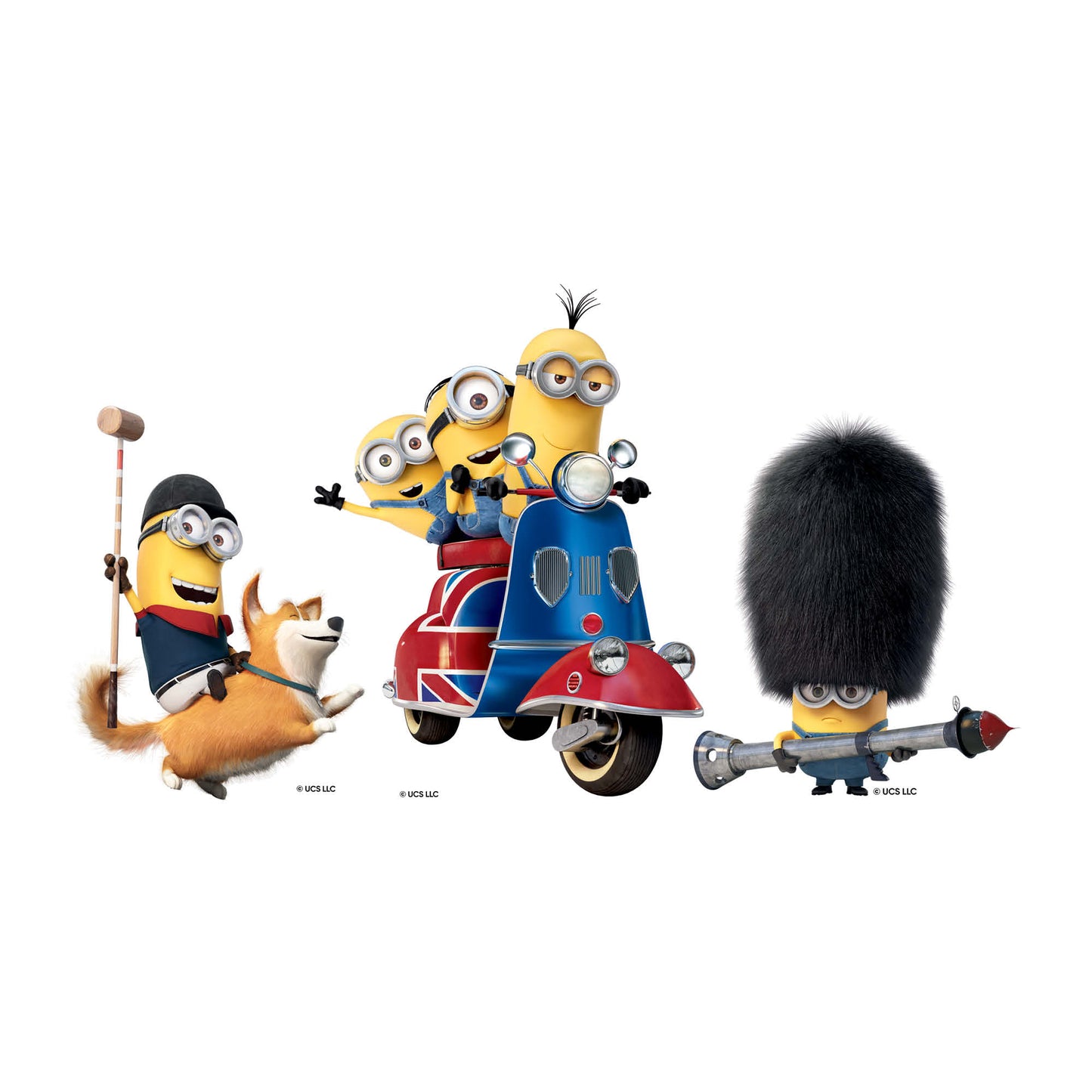 SC4745 Minions British Invasion Three Small Cardboard Cutouts Shelf Top Pack Height 28cm