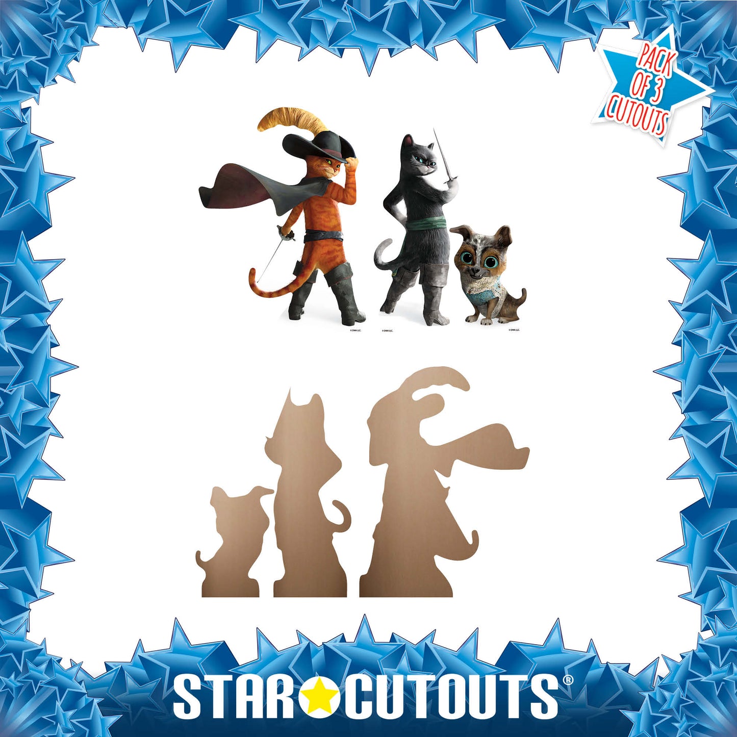 SC4749 Puss in Boots, Kitty Softpaws & Perrito The Last Wish Shelf Top Pack Cardboard Cutouts Height 29cm