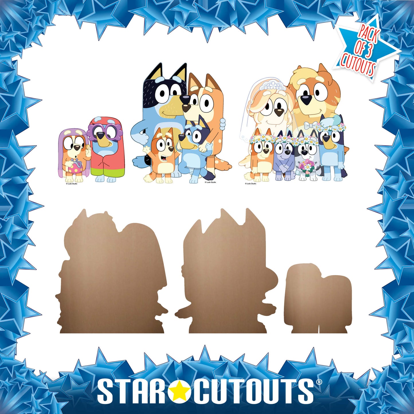 SC4766 Bluey & Bingo, Grannies, Heeler Family & Bluey Family Wedding Shelf Top Pack Cardboard CutoutsHeight 21cm