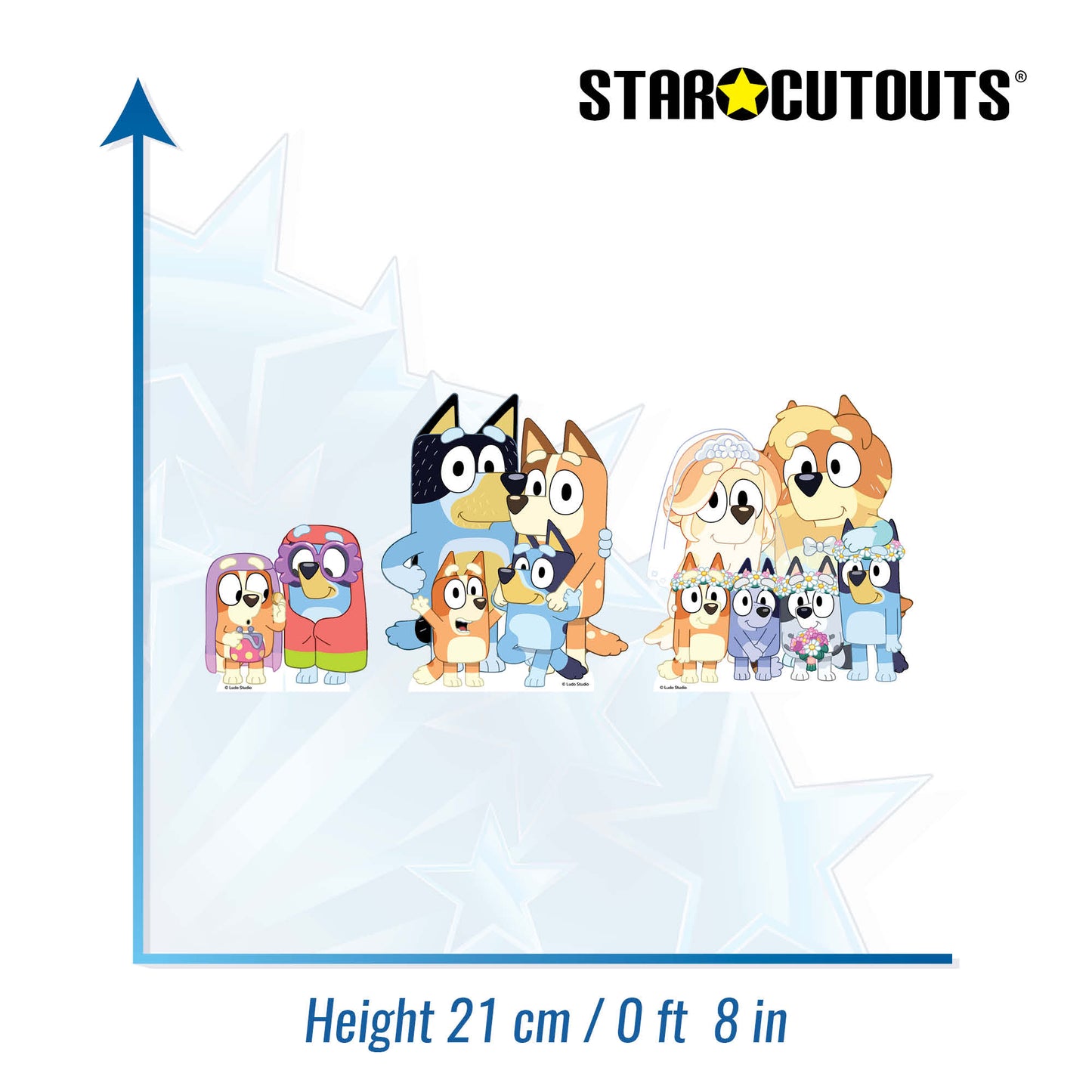 SC4766 Bluey & Bingo, Grannies, Heeler Family & Bluey Family Wedding Shelf Top Pack Cardboard CutoutsHeight 21cm