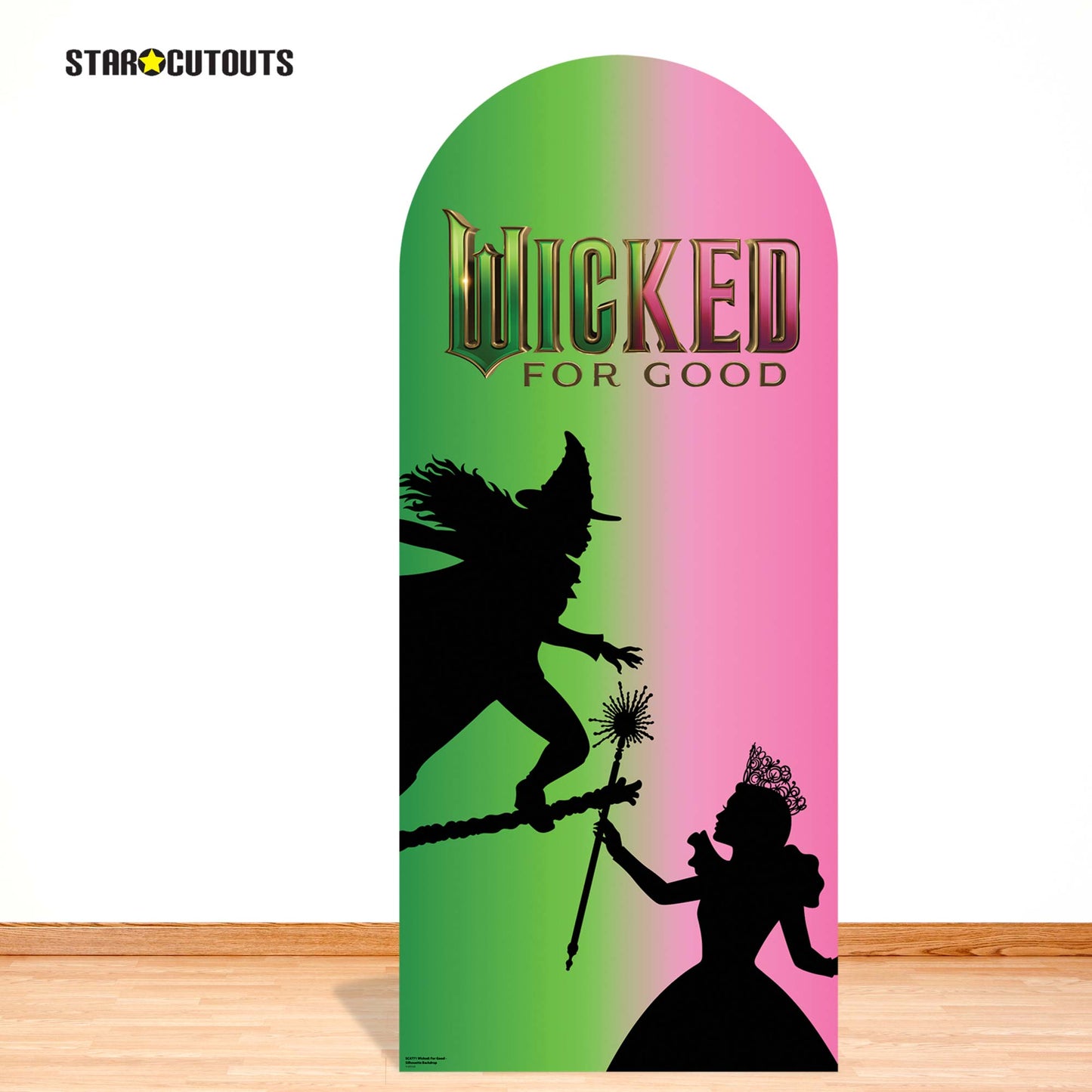 SC4771 Wicked For Good Pink & Green Silhouette Backdrop Single Cardboard Cut Out Height 185cm