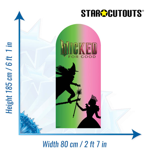 SC4771 Wicked For Good Pink & Green Silhouette Backdrop Single Cardboard Cut Out Height 185cm