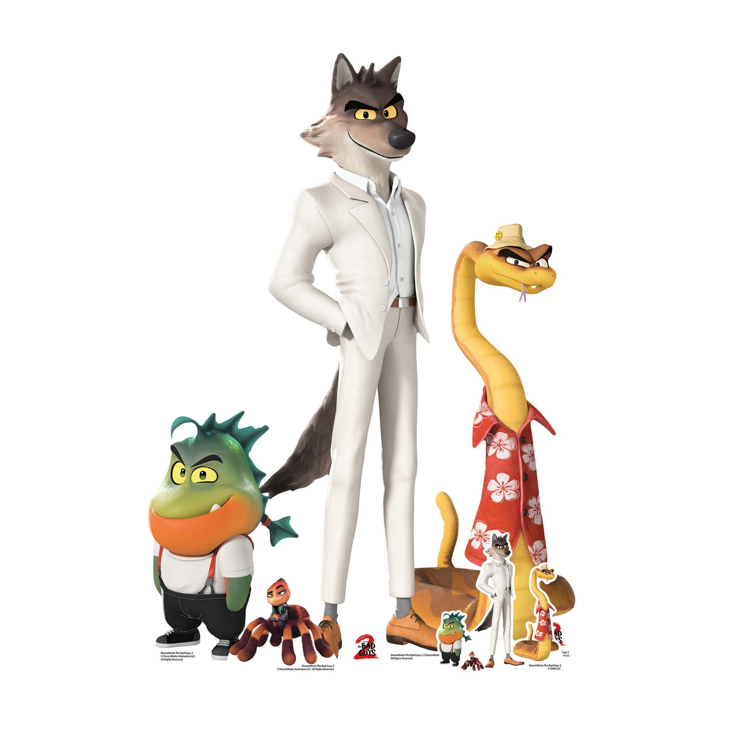 SC4810 Bad Guys Pack Mr Wolf & Mr Piranha & Mr Snake & Ms Tarantula  Cardboard Cut Out Height 112cm