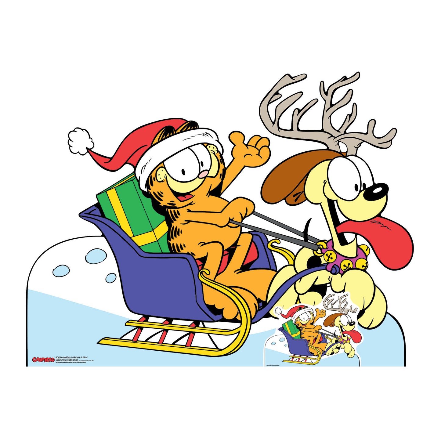 SC4828 Garfield Odie on Sledge Medium - Cardboard Cutout Height 94cm