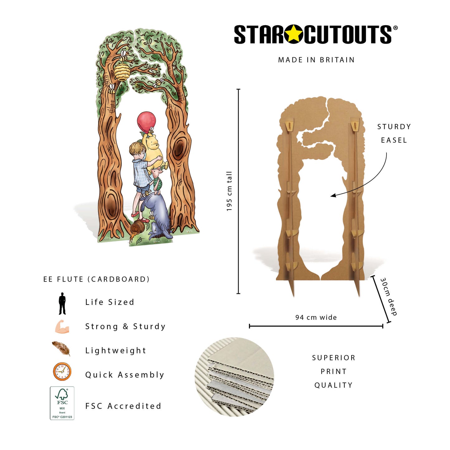 SC4894 Winnie & Tree Arch Decorations Double Pack Cardboard Cutout Height 195cm