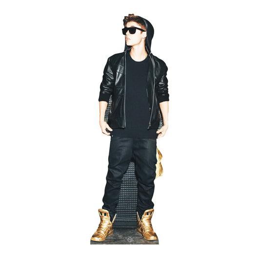 SC581 Justin Bieber Hoodie and Gold Shoes Cardboard Cut Out Height 178cm