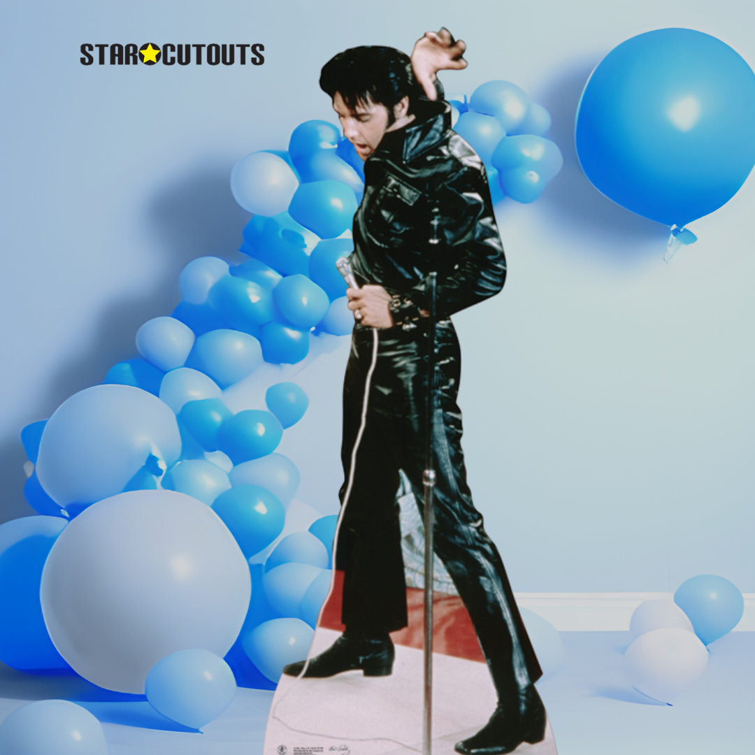 Elvis Presley Wearing Black Leather Comeback Concert Cardboard Cutout - mycardboardcutout