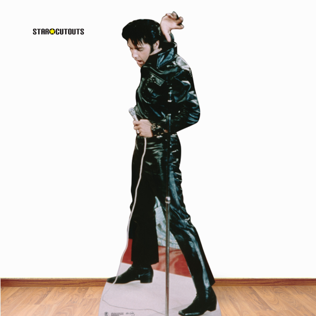 Elvis Presley Wearing Black Leather Comeback Concert Cardboard Cutout - mycardboardcutout