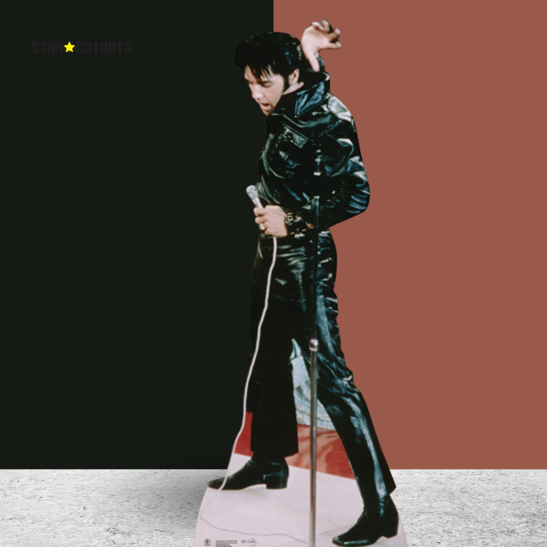Elvis Presley Wearing Black Leather Comeback Concert Cardboard Cutout - mycardboardcutout