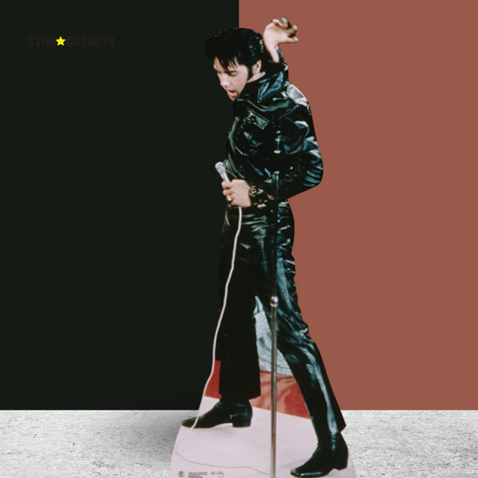 Elvis Presley Wearing Black Leather Comeback Concert Cardboard Cutout - mycardboardcutout