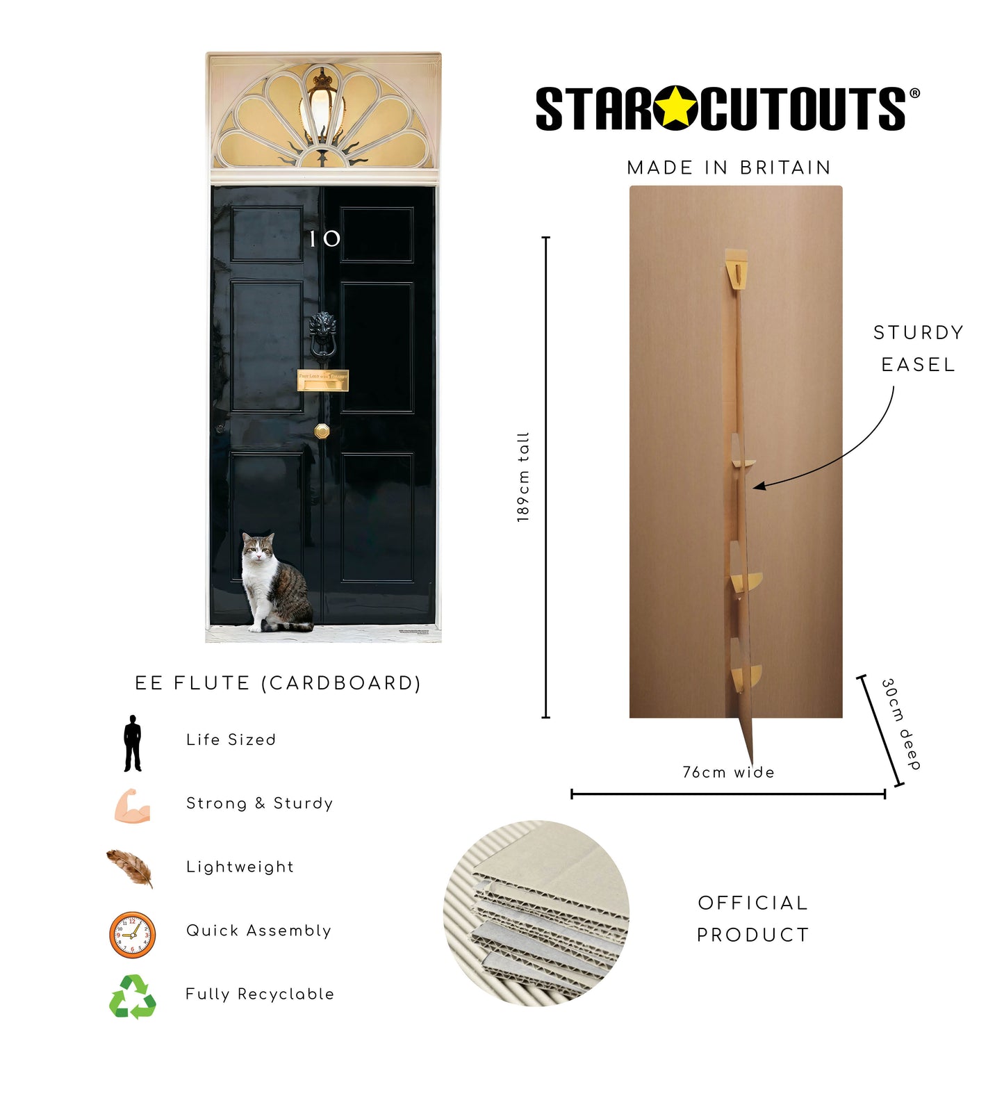 SC4848 10 Downing Street With Larry the Cat Large Cardboard Cutout Height 189cm