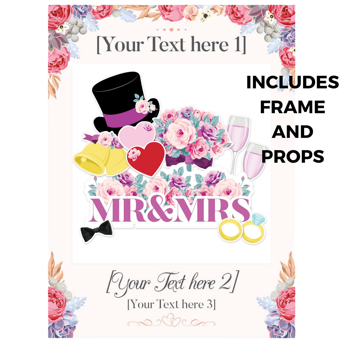 SF006 Selfie Frame Wedding & Props Large Size Height 122cm - mycardboardcutout