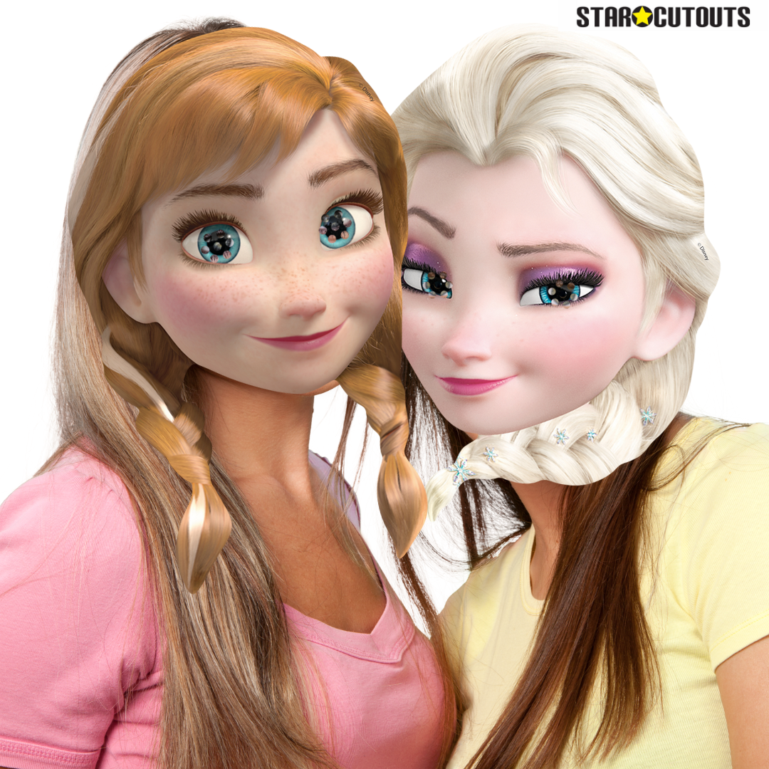 SMP294 Frozen Multi (3x Anna, 3x Elsa) Frozen Six Pack Cardboard Face Masks With Tabs and Elastic