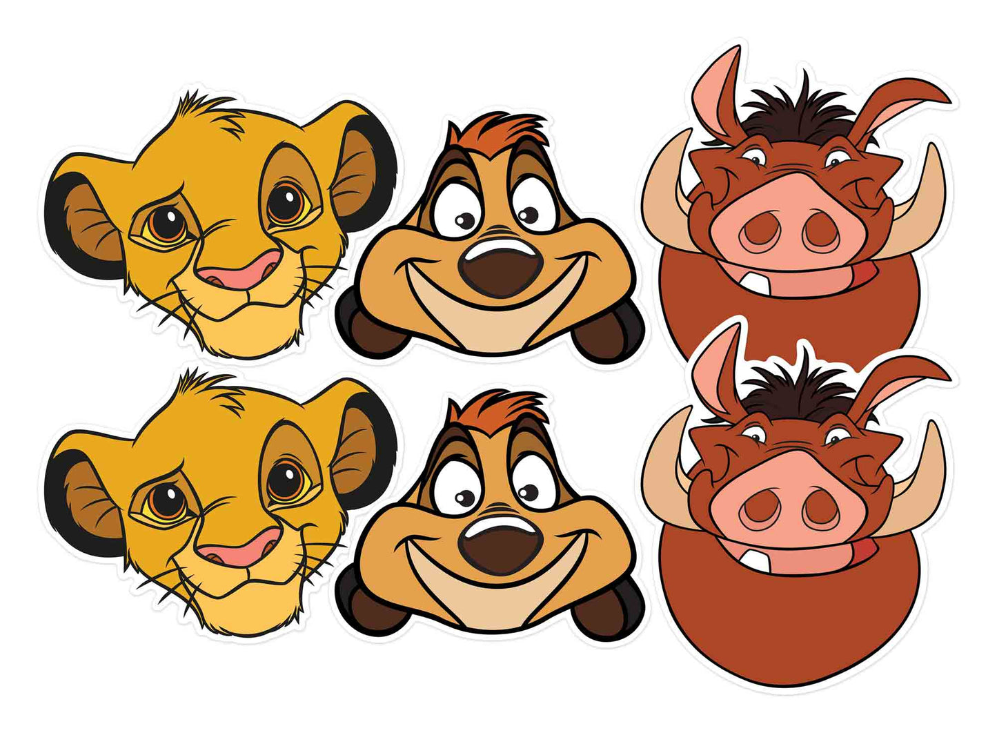 SMP424 Lion King - ( Simba x 2, Timon x 2, Pumbaa x 2) Six Pack Cardboard Face Masks