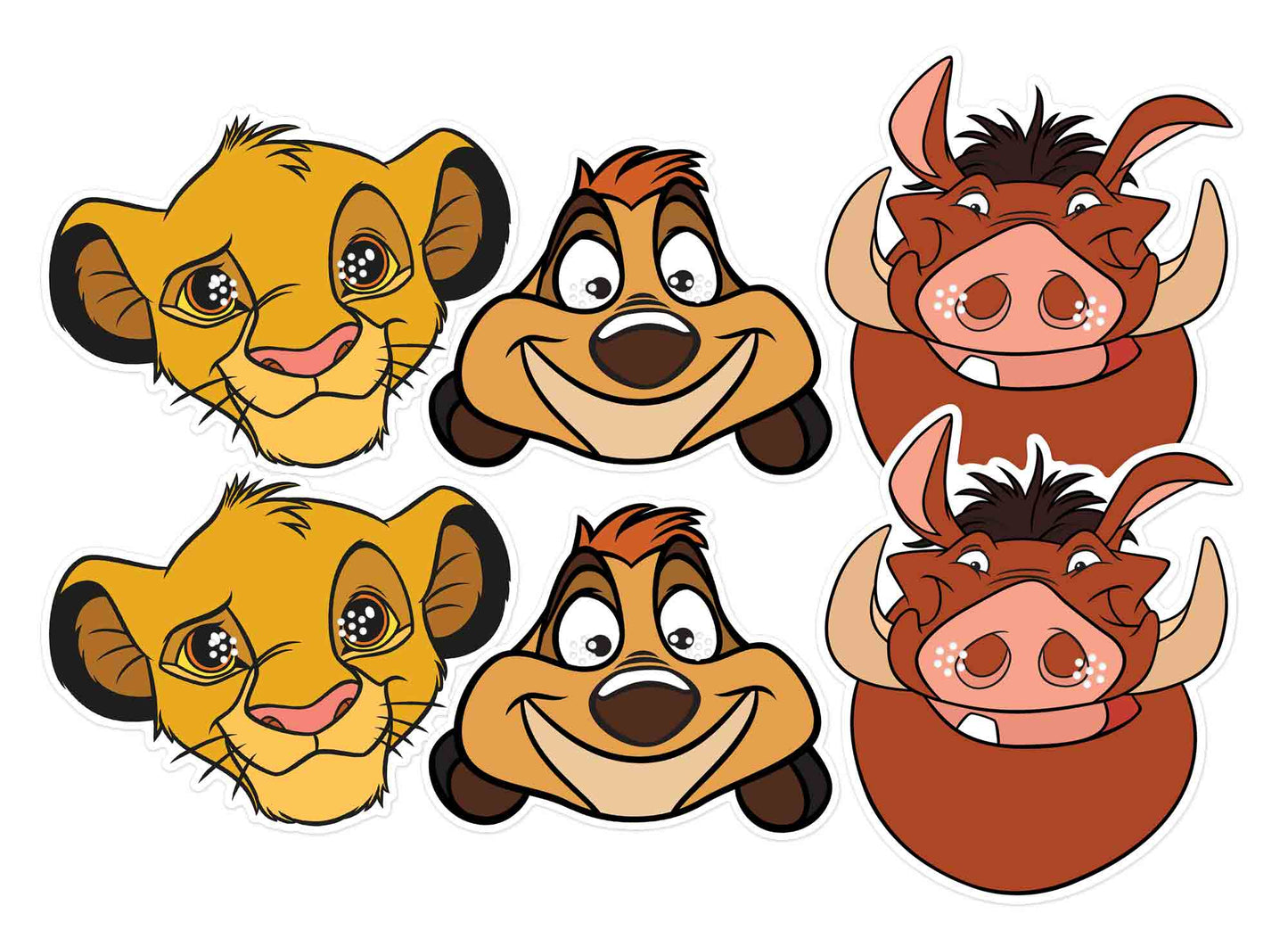 SMP424 Lion King -  ( Simba x 2, Timon x 2, Pumbaa x 2)  Six Pack Cardboard Face Masks