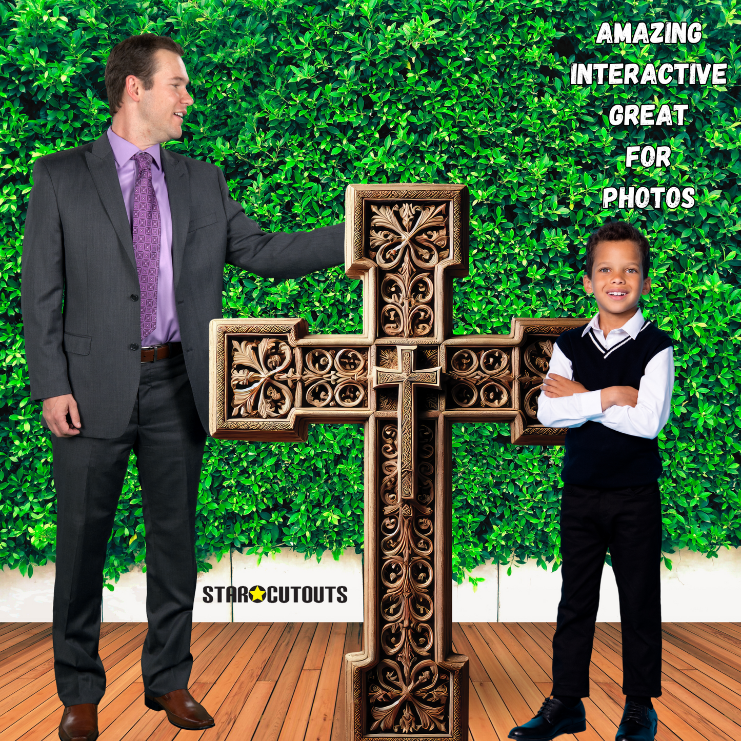 SC4672 Wooden Cross -Cardboard Cut Out Height 130cm