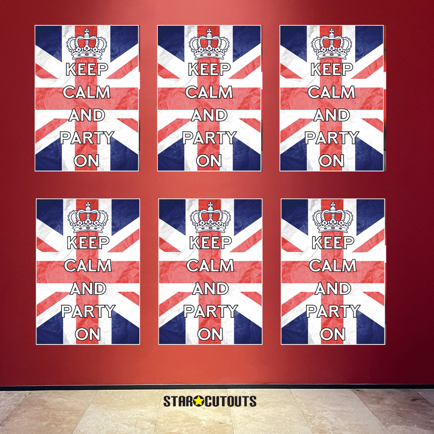RD081 Keep Calm & Party On Posters – 6 Pack Posters  Height 44cm
