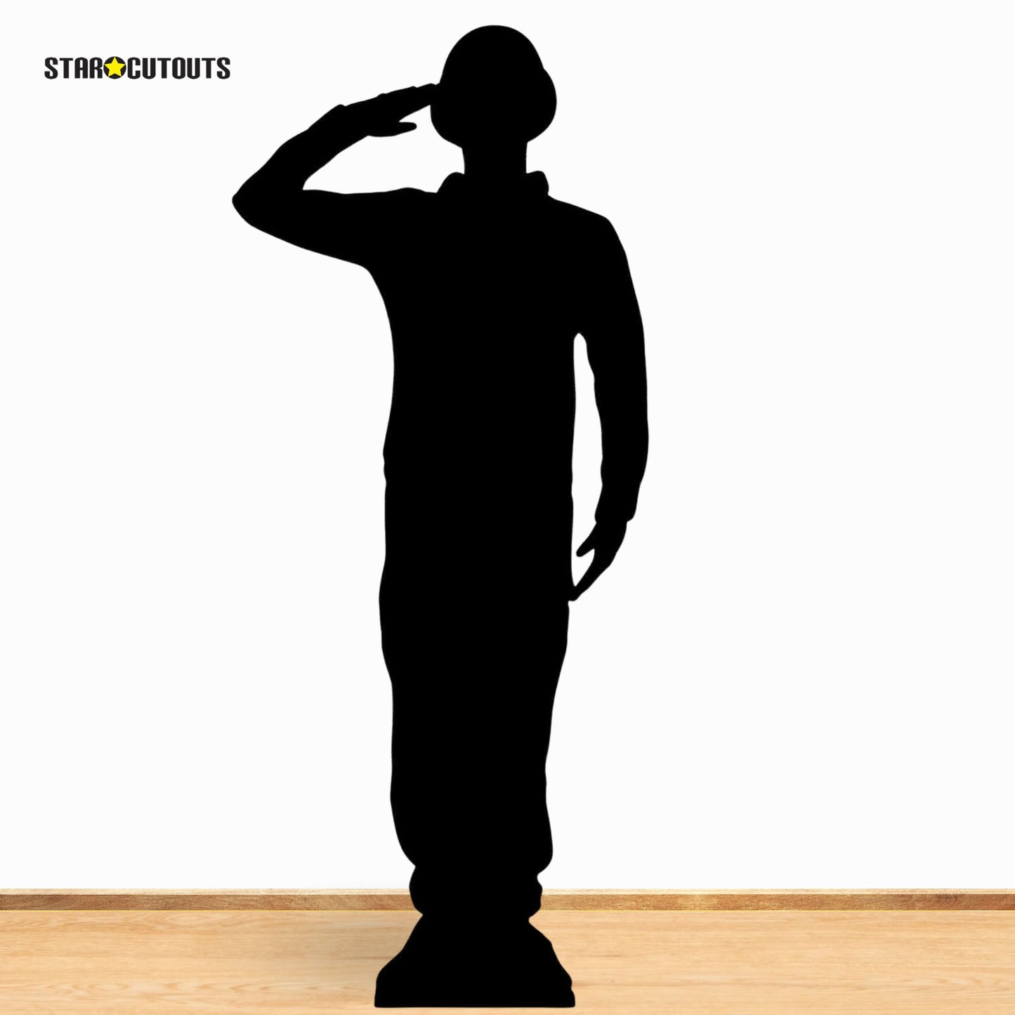 Saluting Military Soldier Black Silhouette Cutout