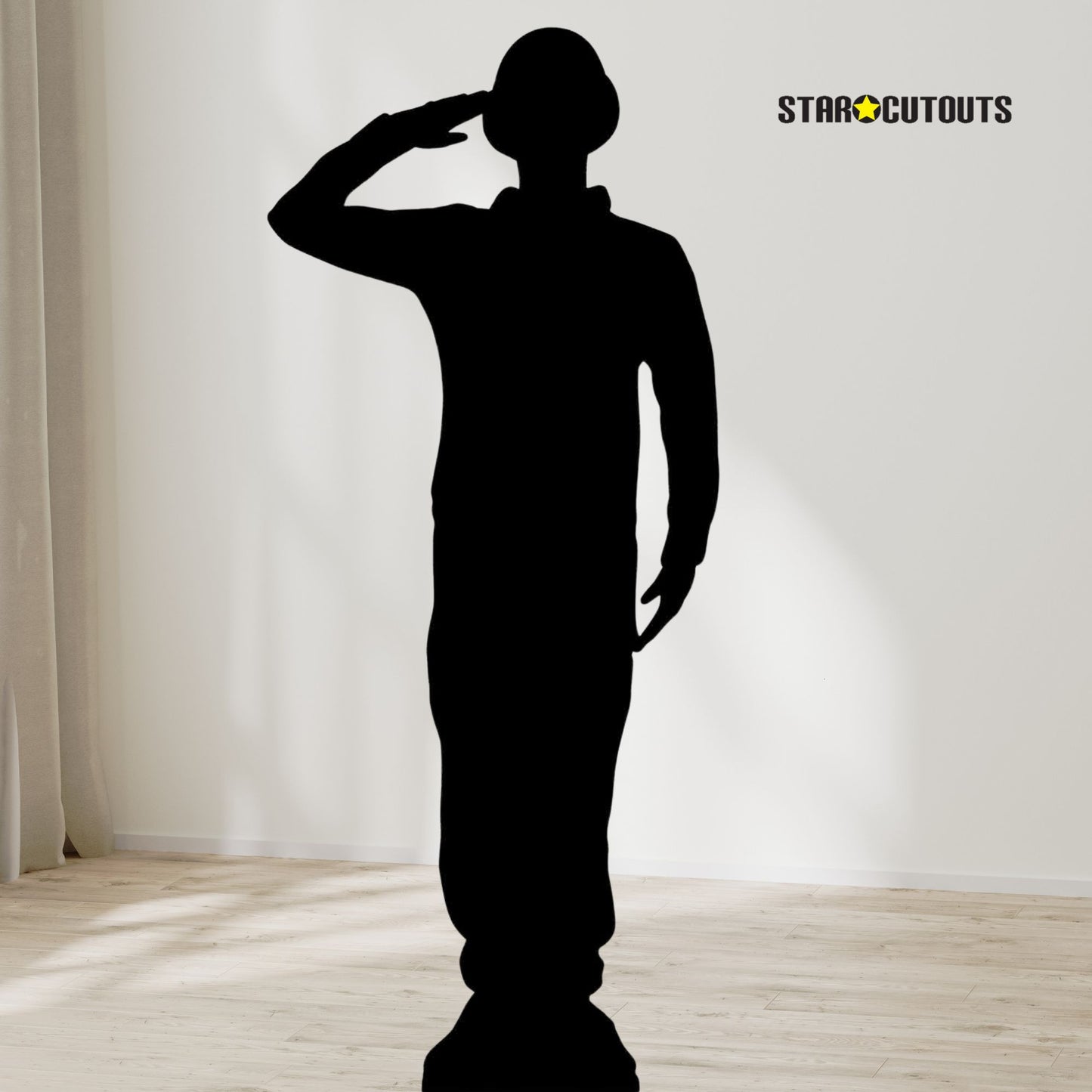 Saluting Military Soldier Black Silhouette Cutout