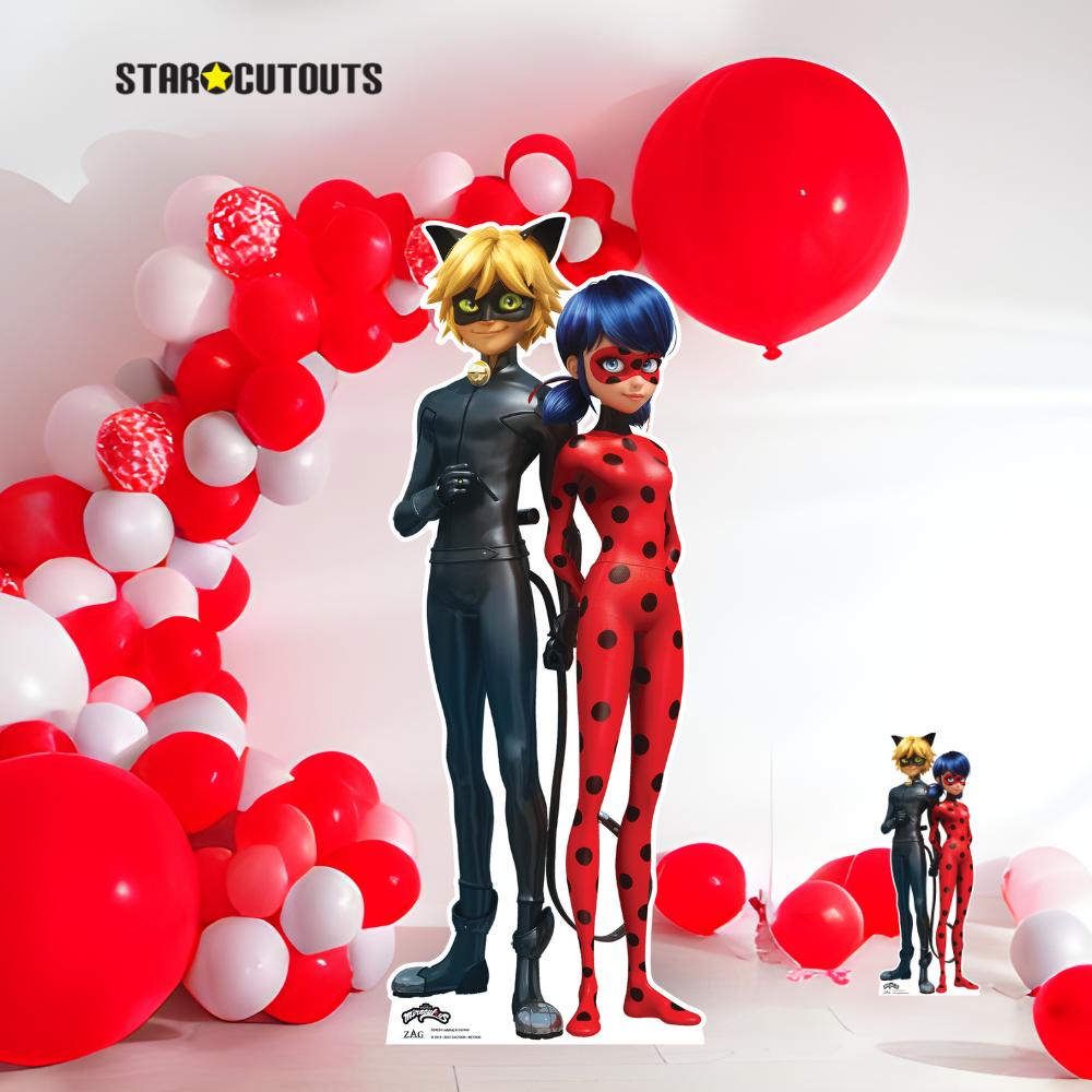 Ladybug and Cat Noir Star Mini Cardboard Cut Out Height 95cm - mycardboardcutout