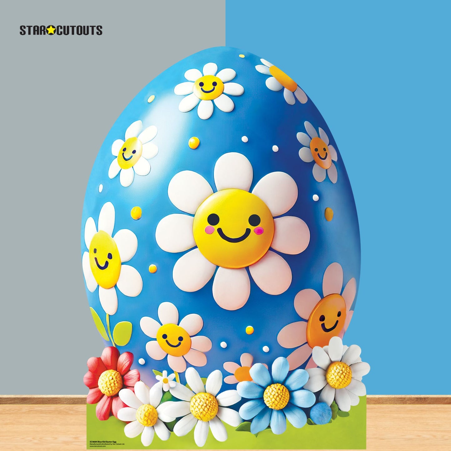 SC4684 Blue White Kid Easter Egg Cardboard Cut Out Height 130cm