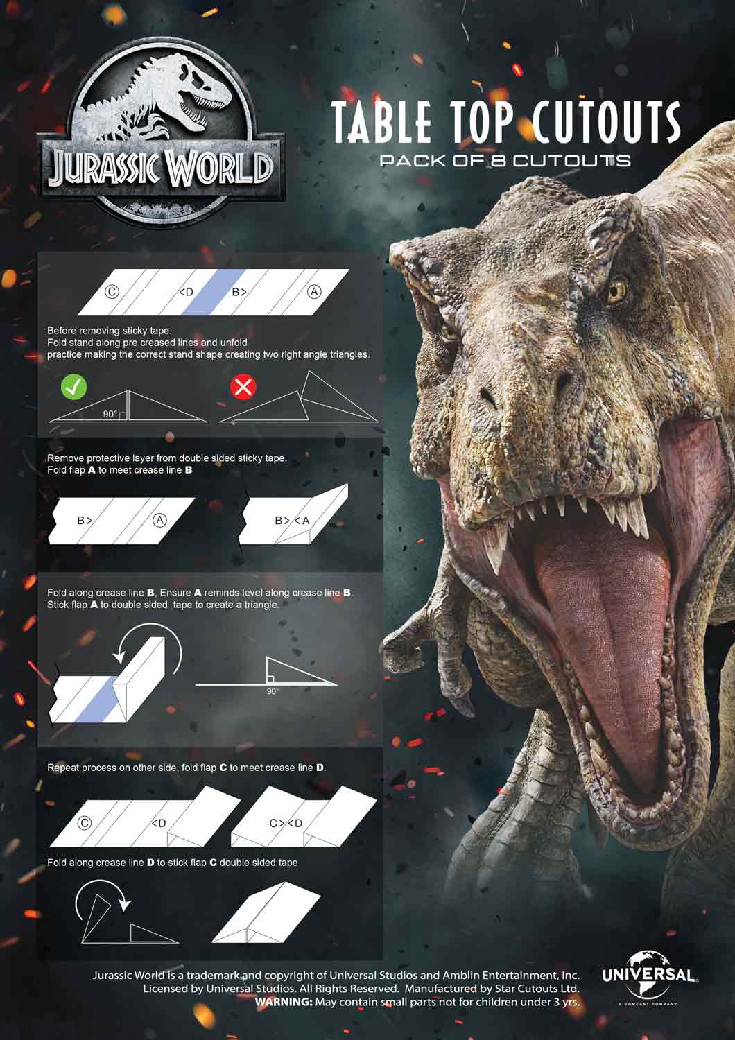 TT009 Jurassic World Dino's Table Topper Pack (8 cut-outs) - mycardboardcutout