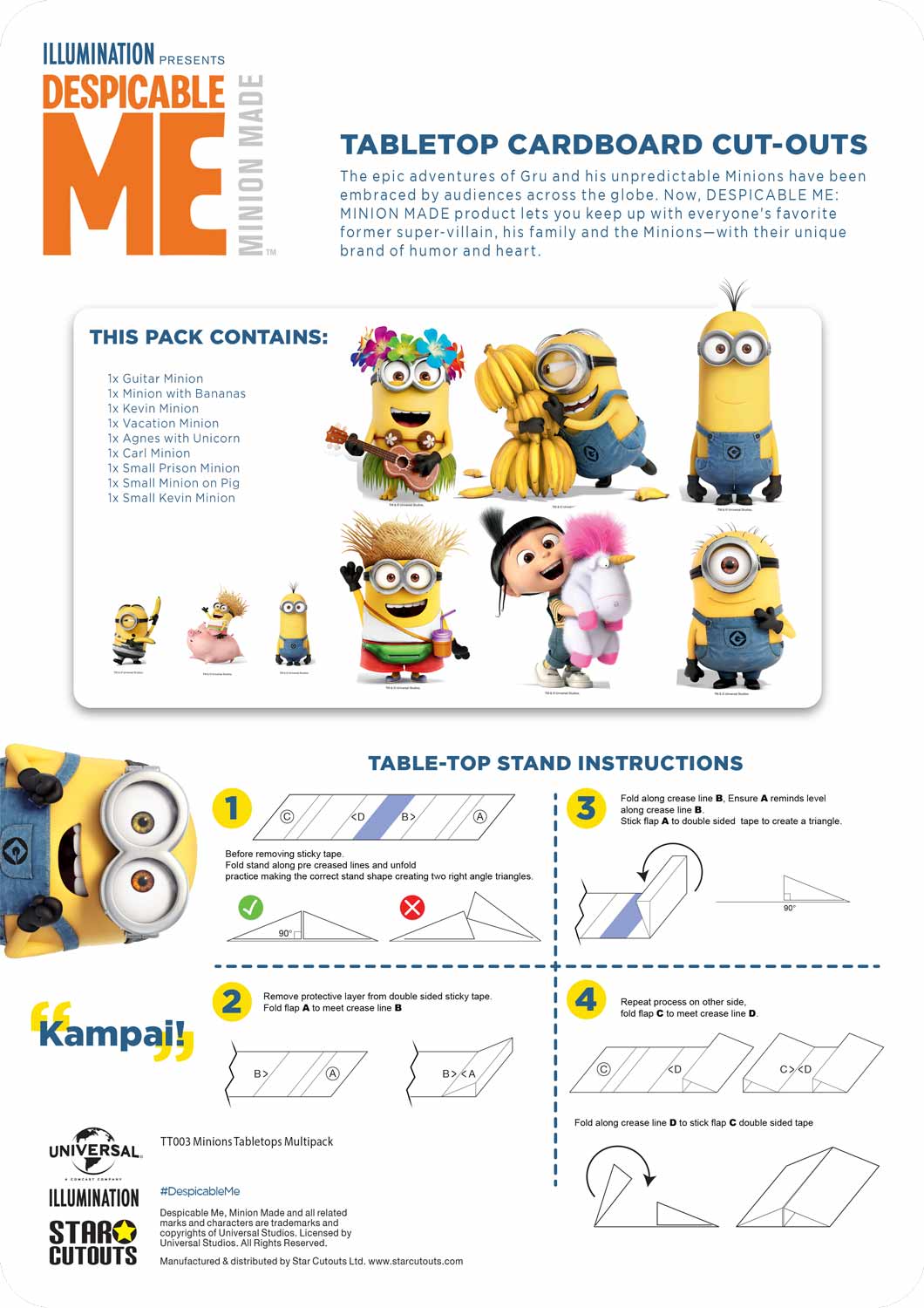 TT003 Despicable Me Minions Table Toppers Pack (9 cut-outs) - mycardboardcutout