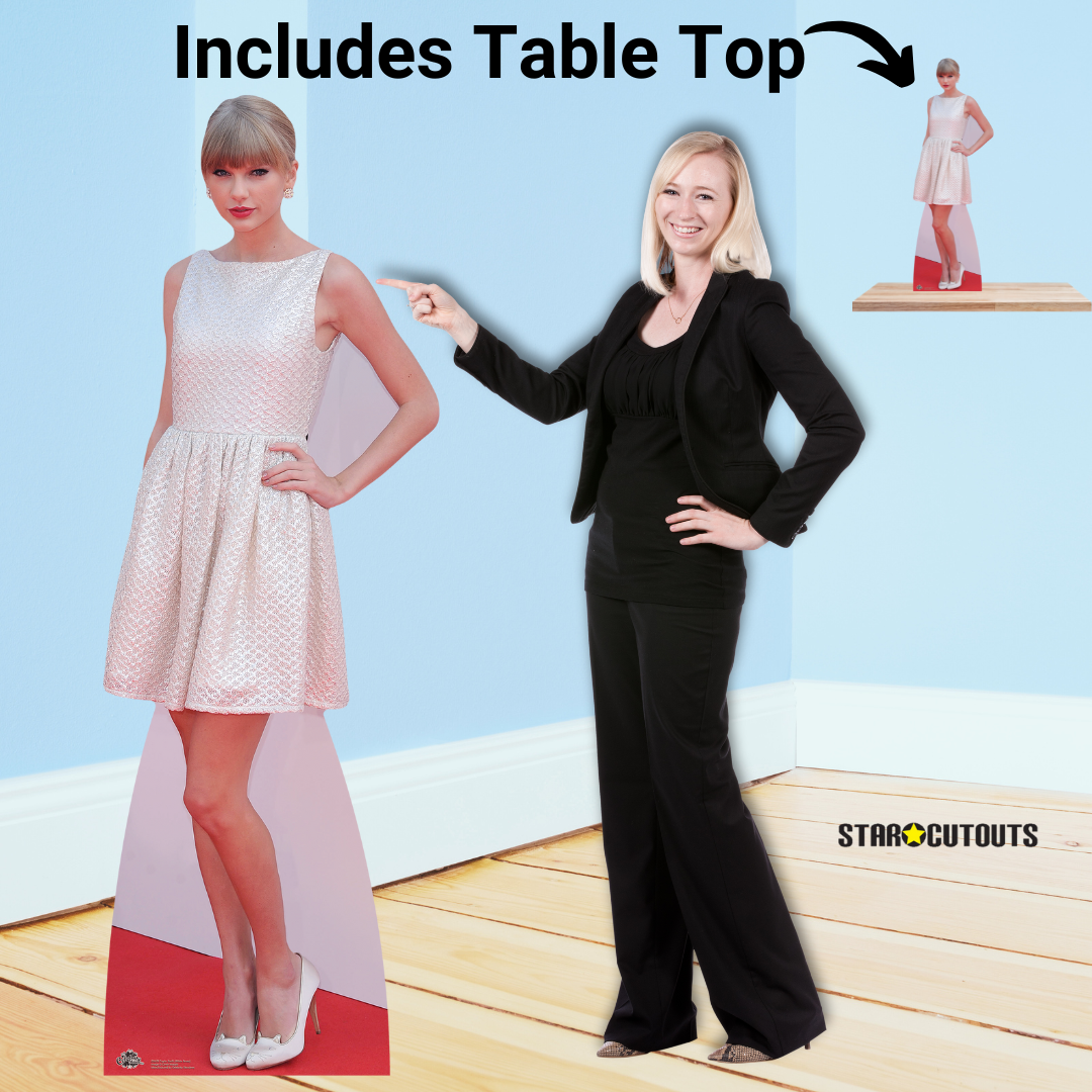 CS670 Taylor (White Dress) Height 182cm Lifesize Cardboard Cut Out With Mini - mycardboardcutout