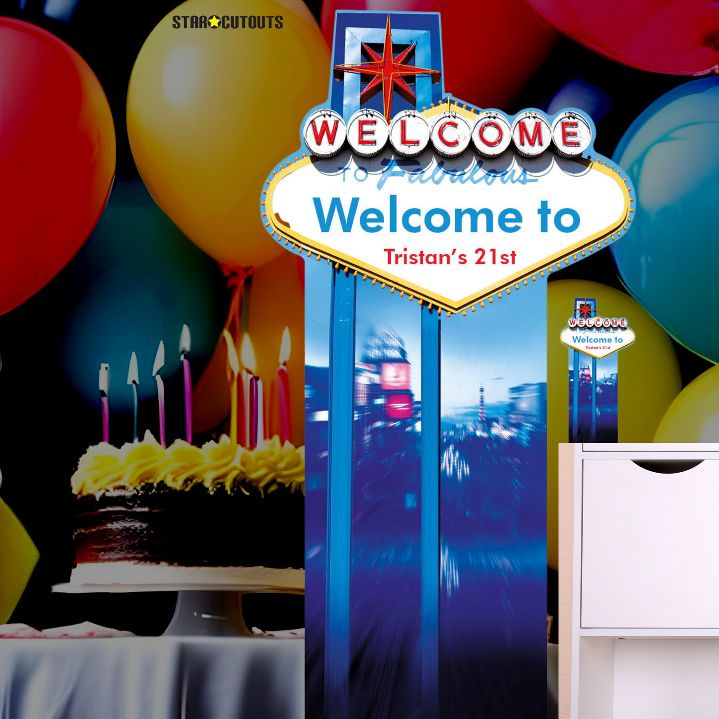 XC002 Vegas Sign Personalise Height 188cm - mycardboardcutout