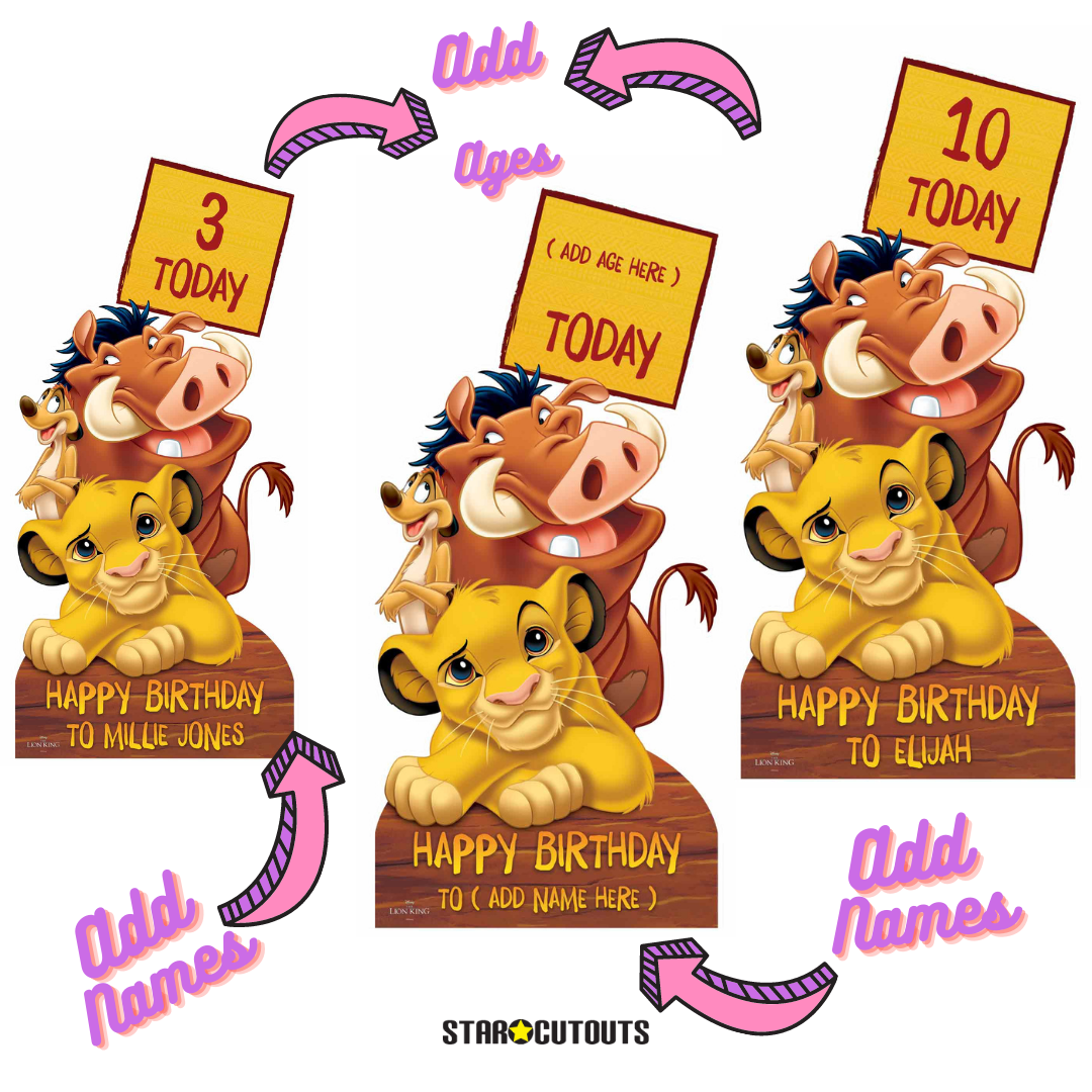 Disney Personalised Lion King - Happy Birthday - Text Only - Age - Name  - Please Personalise BEFORE Checkout