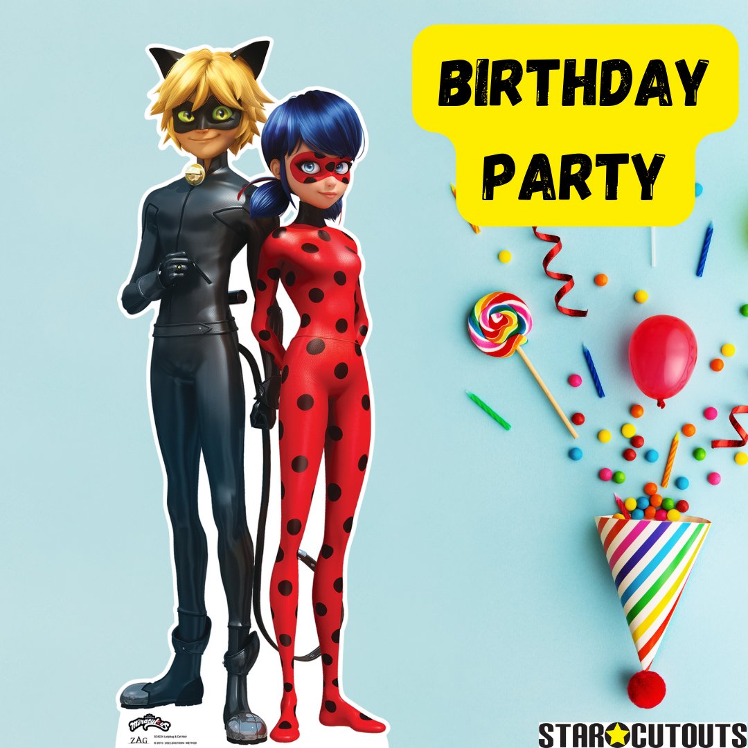 Ladybug and Cat Noir Star Mini Cardboard Cut Out Height 95cm - mycardboardcutout