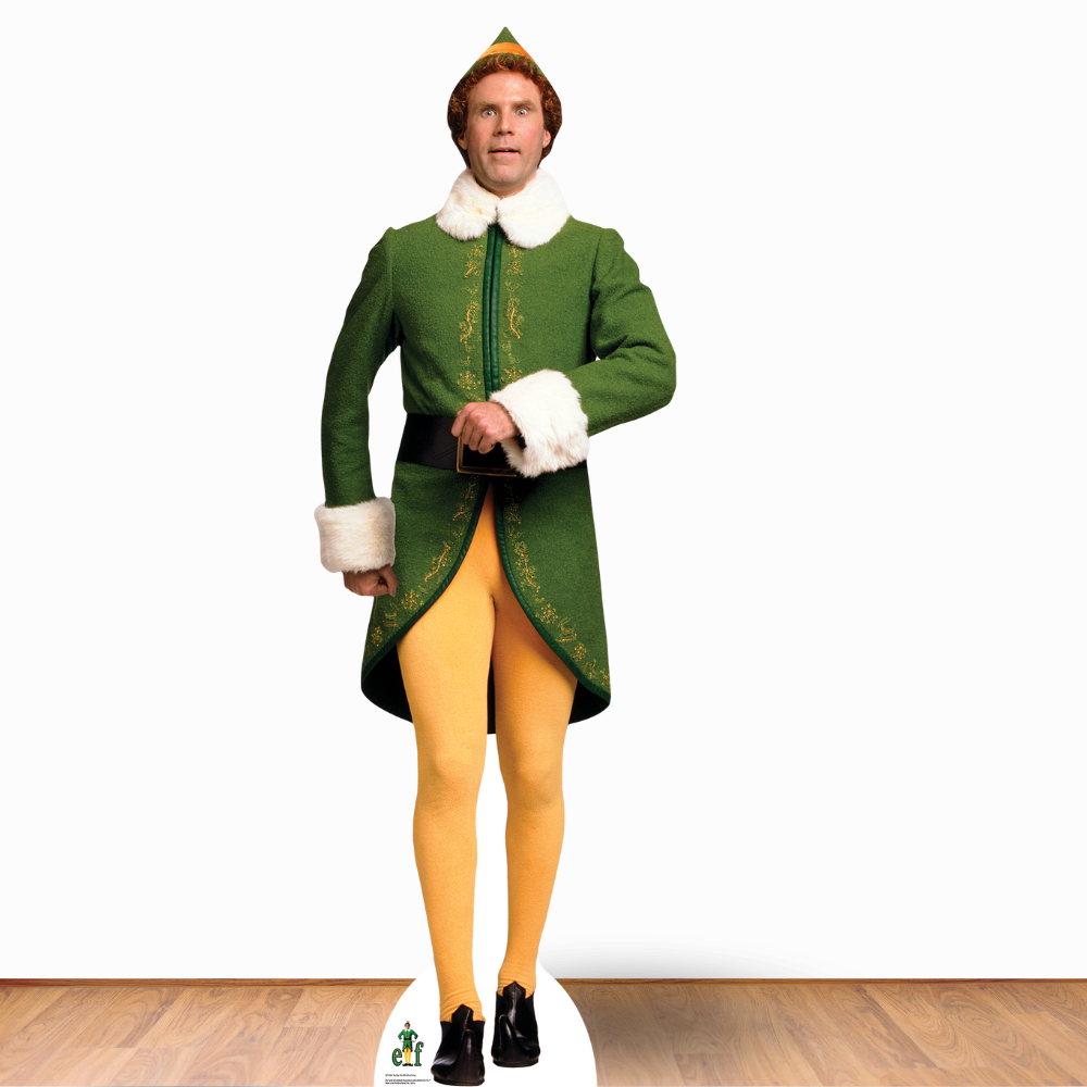 Buddy the Christmas Elf Marching Will Ferrel Elf Cardboard Cutout - mycardboardcutout