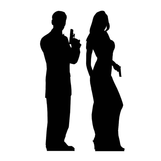 Secret Agent Male and Female Double Black Silhouette Cutout - mycardboardcutout