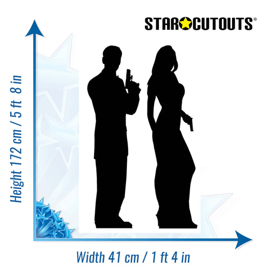 Secret Agent Male and Female Double Black Silhouette Cutout - mycardboardcutout