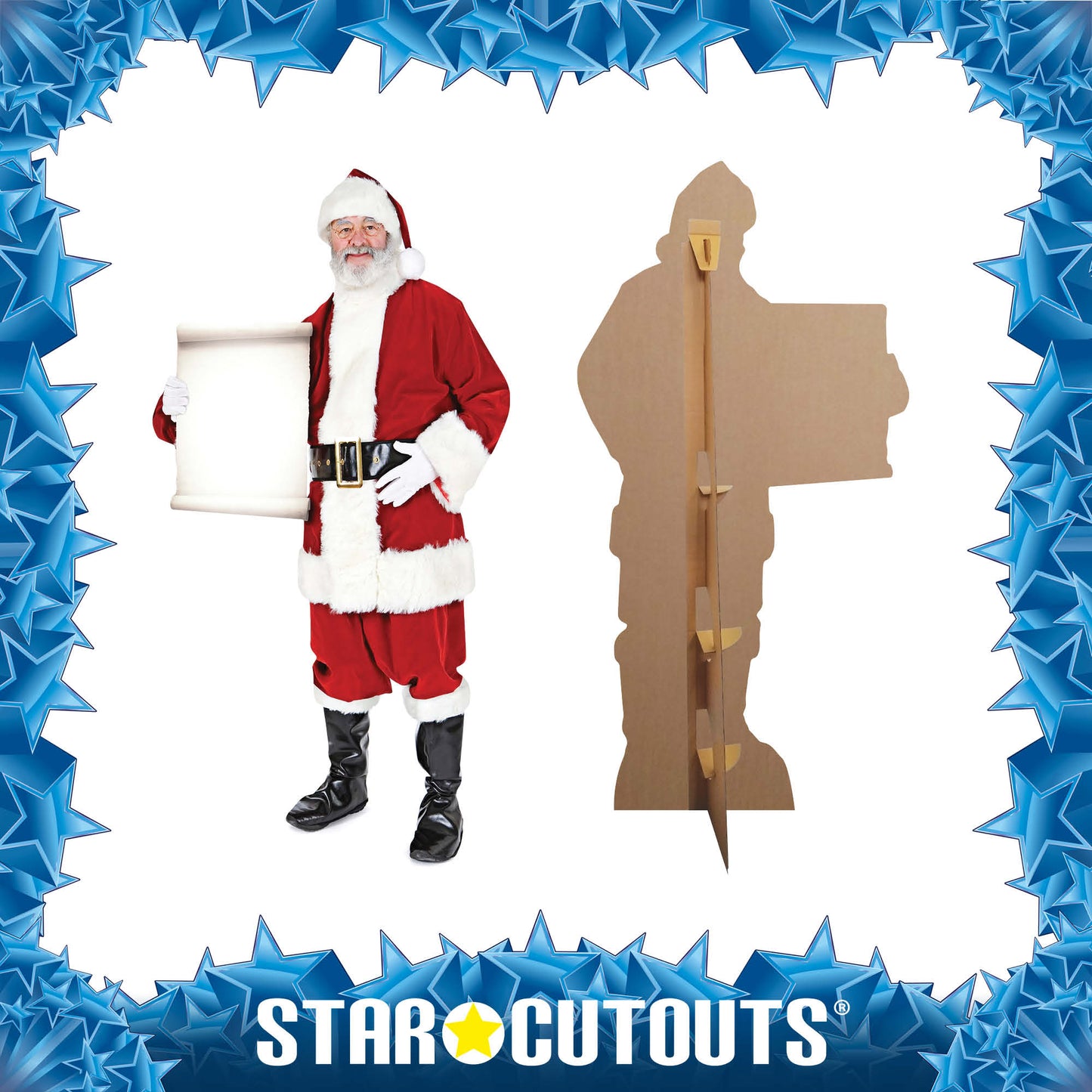 Santa Claus Father Christmas with Small Sign Cardboard Cutout Height 180cm - mycardboardcutout