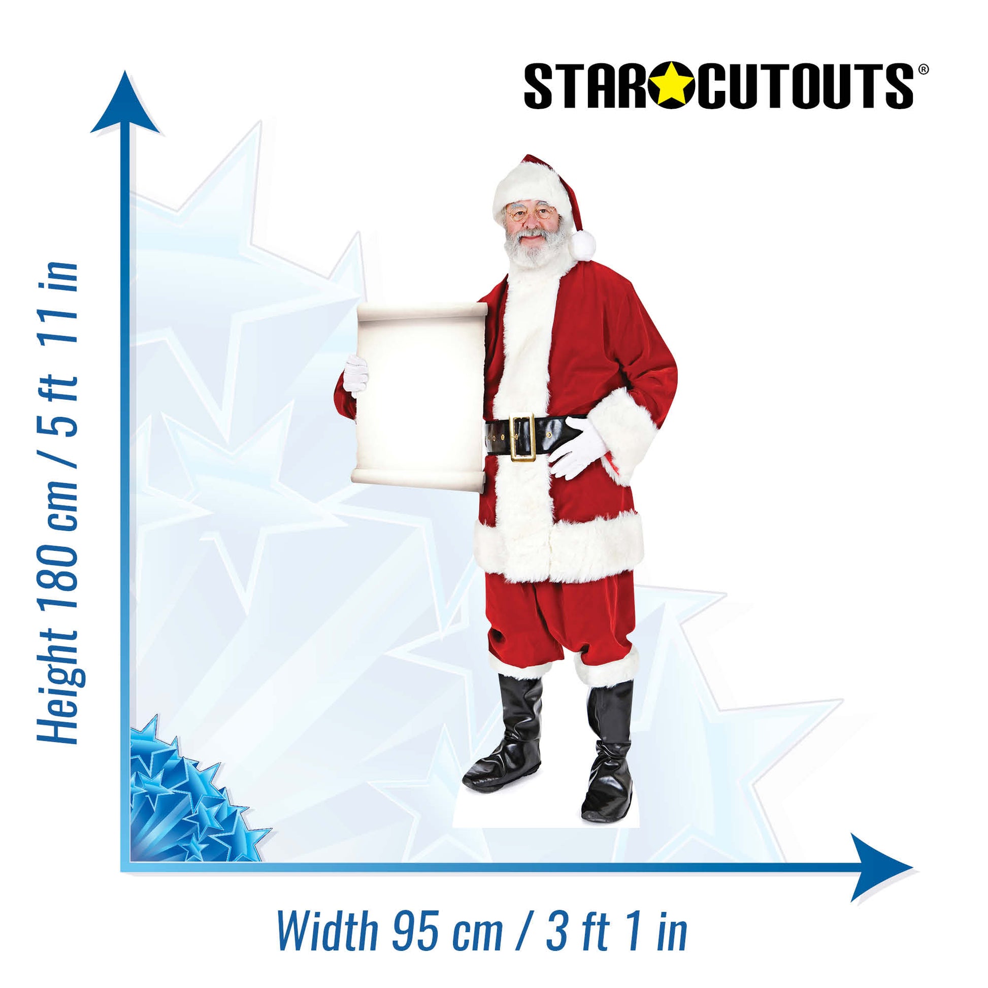 Santa Claus Father Christmas with Small Sign Cardboard Cutout Height 180cm - mycardboardcutout