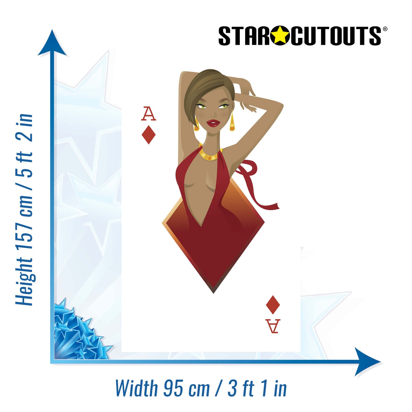 Diamonds Playing Card Casino Dream Girl Large Display Cardboard Cutout - mycardboardcutout