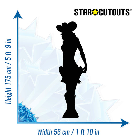 Cowgirl Black Silhouette Cutout - mycardboardcutout