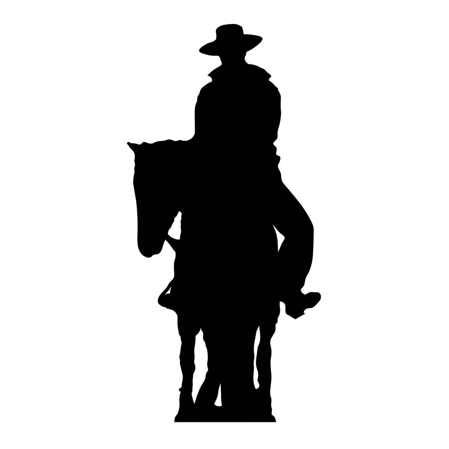 Cowboy on Horse Black Silhouette Cutout - mycardboardcutout