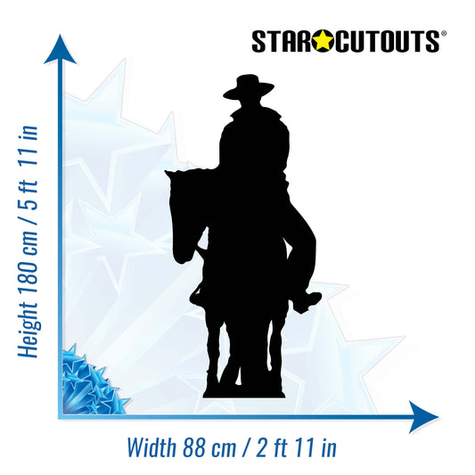 Cowboy on Horse Black Silhouette Cutout - mycardboardcutout