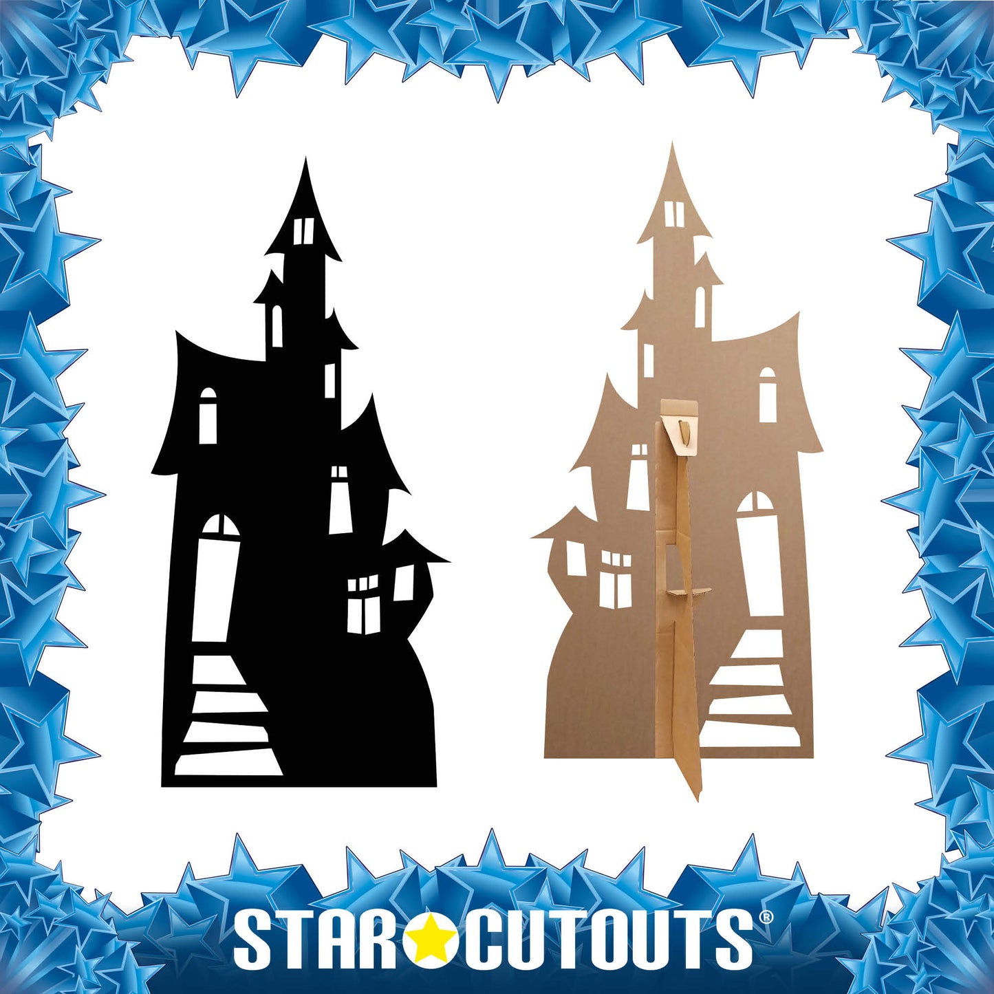 Small Haunted House Black Silhouette Cutout - mycardboardcutout