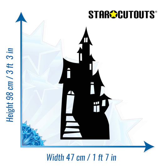 Small Haunted House Black Silhouette Cutout - mycardboardcutout
