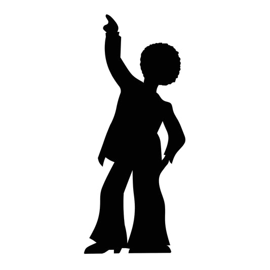 Disco Dancer Male Black Silhouette Cutout - mycardboardcutout