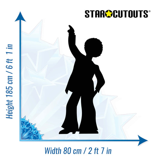 Disco Dancer Male Black Silhouette Cutout - mycardboardcutout