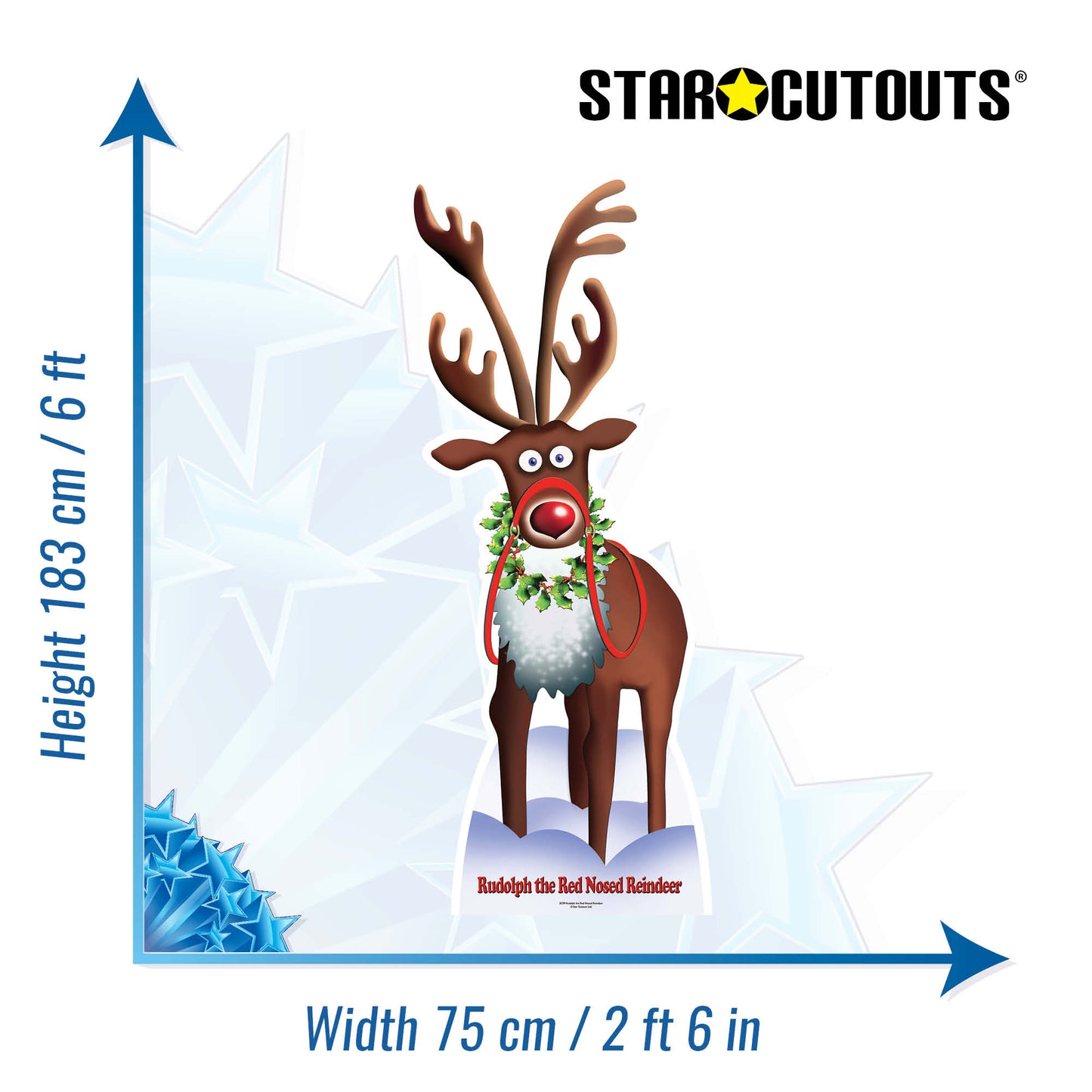 Rudolph the Red Nosed Reindeer Cardboard Cutout Height 183cm - mycardboardcutout
