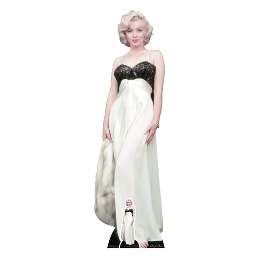 Marilyn Monroe White Gown and Fur Cardboard Cutout Lifesize - mycardboardcutout
