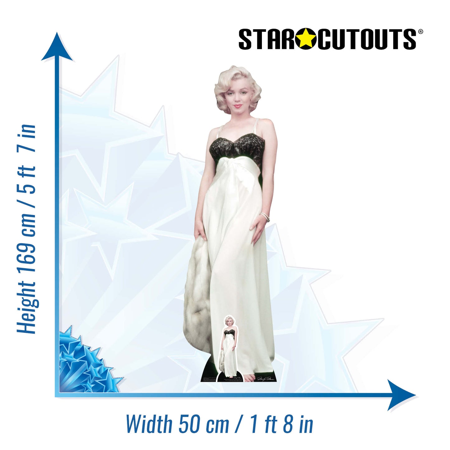 Marilyn Monroe White Gown and Fur Cardboard Cutout